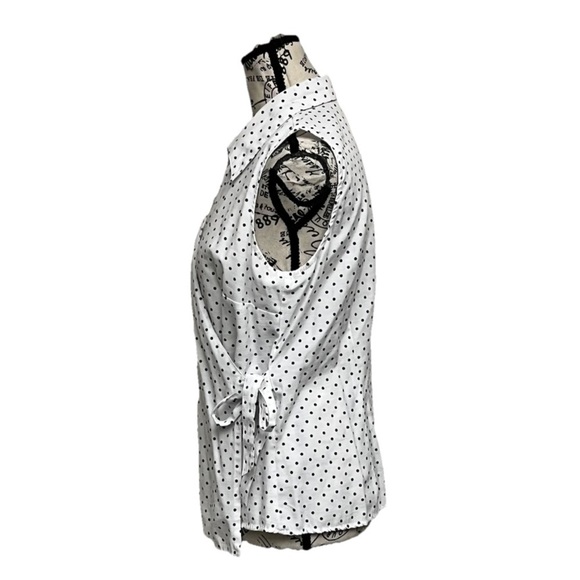 VTG Y2k Dressbarn Polka Dot Wrap Blouse Pinup Rockabilly Retro Preppy L Casual - Picture 3 of 9